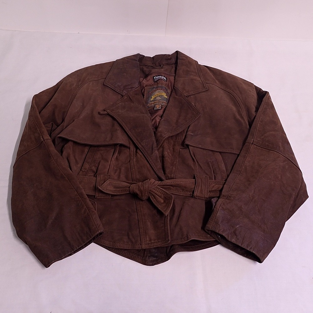 Vintage Adventure Bound Leather Aviator Bomber Jacket Women S Brown Belted